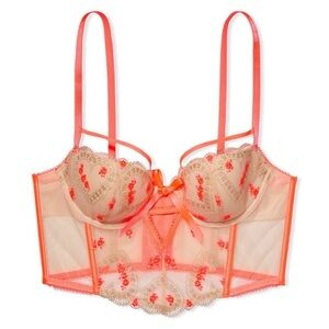 Victoria's Secret Coral and Cream Lace Bustier